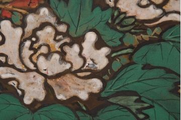 アンティーク家具　在銘　秋草　鷹　豪華な印象を与える衝立(つい立て)(R-042478)