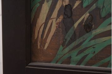 アンティーク家具　在銘　秋草　鷹　豪華な印象を与える衝立(つい立て)(R-042478)