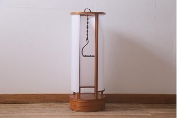 アンティーク雑貨　古民具・骨董　美品!　明治期　春慶塗りが美しい遠州行灯(丸行灯、行燈、照明、スタンド)(R-042483)
