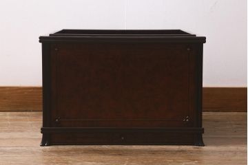 大正昭和初期　阿達祥山作　紫檀枠花梨葡萄杢　角火鉢(指物家具、木製火鉢、カリン材)(R-042489)