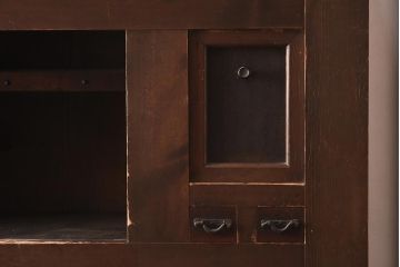 【簡易リペア限定品】アンティーク建具　和製アンティーク　飾り棚付き!　四尺水屋箪笥(4尺、和タンス)(R-042492)