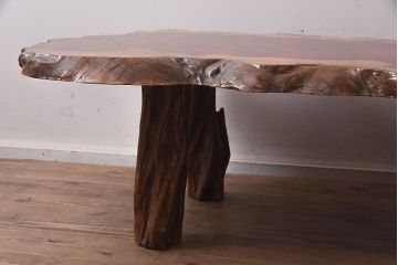 ビンテージ家具　民芸家具　花梨(カリン)材　木の味わいが豊かな座卓(ローテーブル)(R-042494)