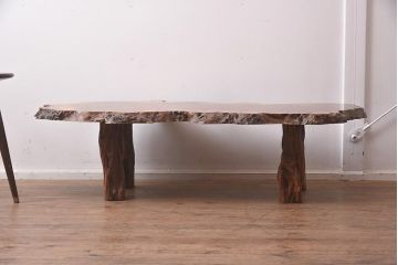 ビンテージ家具　民芸家具　花梨(カリン)材　木の味わいが豊かな座卓(ローテーブル)(R-042494)