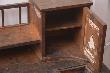 アンティーク家具　昭和初期　栓材　収納棚付き帳場机(簿記机、在宅ワーク、在宅用ライティングビューロー、両袖机、在宅ワーク、在宅用デスク)(R-042497)