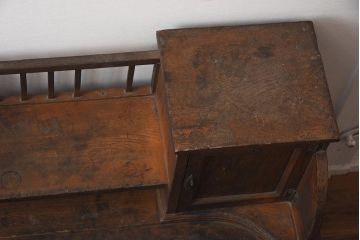 アンティーク家具　昭和初期　栓材　収納棚付き帳場机(簿記机、在宅ワーク、在宅用ライティングビューロー、両袖机、在宅ワーク、在宅用デスク)(R-042497)