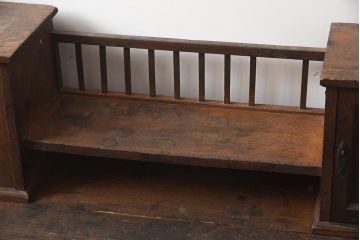アンティーク家具　昭和初期　栓材　収納棚付き帳場机(簿記机、在宅ワーク、在宅用ライティングビューロー、両袖机、在宅ワーク、在宅用デスク)(R-042497)