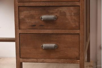 レトロ家具　昭和中期　ナラ材　昔懐かしい片袖デスク(片袖机、在宅ワーク、在宅用ワークデスク)(R-042498)