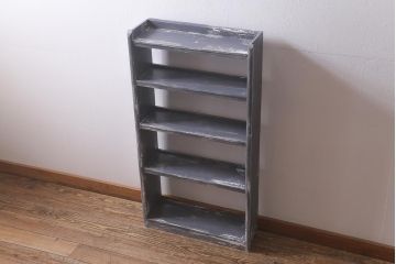 ペイント家具　昭和中期　シャビーな空間にぴったりなオープンラック(本棚、ウッドシェルフ、収納棚、飾り棚)(R-042499)
