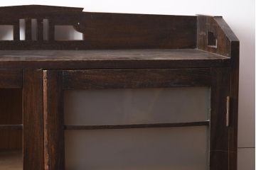 アンティーク家具　栓材　透かし入りのノスタルジックな木製ブックケース(戸棚、収納棚、キャビネット)(R-042509)