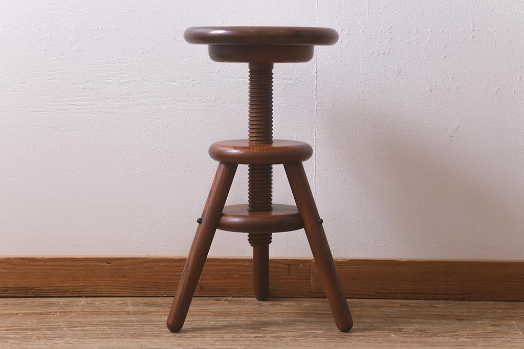 レトロ 職人技 美術品 インテリア ヴィンテージ 木工芸 スツール 椅子 チェア 昭和レトロ 図工室 椅子 角椅子 ヴィンテージ スツール 木製 古