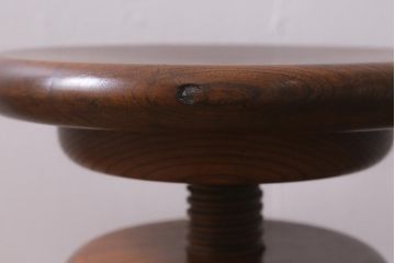 ヴィンテージ家具　総ケヤキ材　上質な造りが魅力のスクリュースツール(木製チェア、丸椅子、回転イス、ビンテージ)(R-042517)