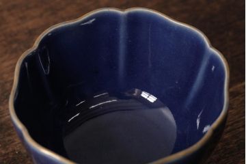 アンティーク雑貨　江戸期　古伊万里　瑠璃金彩花文蕎麦猪口2個セット(向付、和食器)(R-042522)