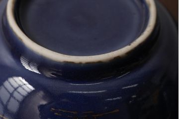 アンティーク雑貨　江戸期　古伊万里　瑠璃金彩花文蕎麦猪口2個セット(向付、和食器)(R-042522)
