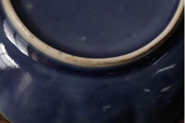 アンティーク雑貨　江戸期　古伊万里　瑠璃金彩花文小皿3枚セット(変形皿、和食器)(R-042528)