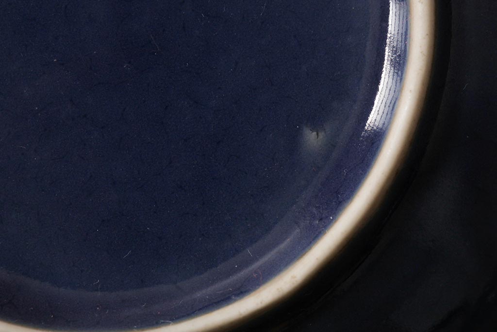 アンティーク雑貨　江戸期　古伊万里　瑠璃金彩花文小皿4枚セット(変形皿、和食器)(R-042531)