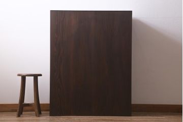 和製アンティーク　大正昭和初期　前面欅材　当店オリジナルガラス　シックな色味で気品あふれる戸棚(収納棚、戸棚、茶棚)(R-042534)
