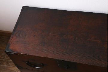 アンティーク家具　和製アンティーク　明治大正期　使いこまれた味わいが魅力の二本松箪笥(重ね箪笥、引き出し、衣装箪笥)(R-042536)