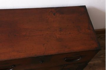 アンティーク家具　和製アンティーク　明治大正期　使いこまれた味わいが魅力の二本松箪笥(重ね箪笥、引き出し、衣装箪笥)(R-042536)