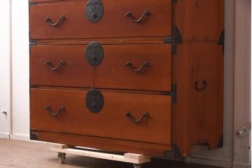 アンティーク家具　明治大正期　ヒノキ材　春慶塗が美しい重ね高山箪笥(重ね箪笥、衣装箪笥、引き出し、チェスト、時代箪笥)(R-042540)