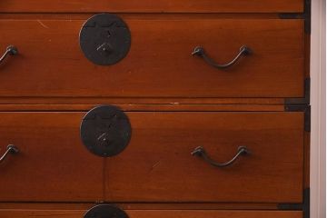 アンティーク家具　明治大正期　ヒノキ材　春慶塗が美しい重ね高山箪笥(重ね箪笥、衣装箪笥、引き出し、チェスト、時代箪笥)(R-042540)