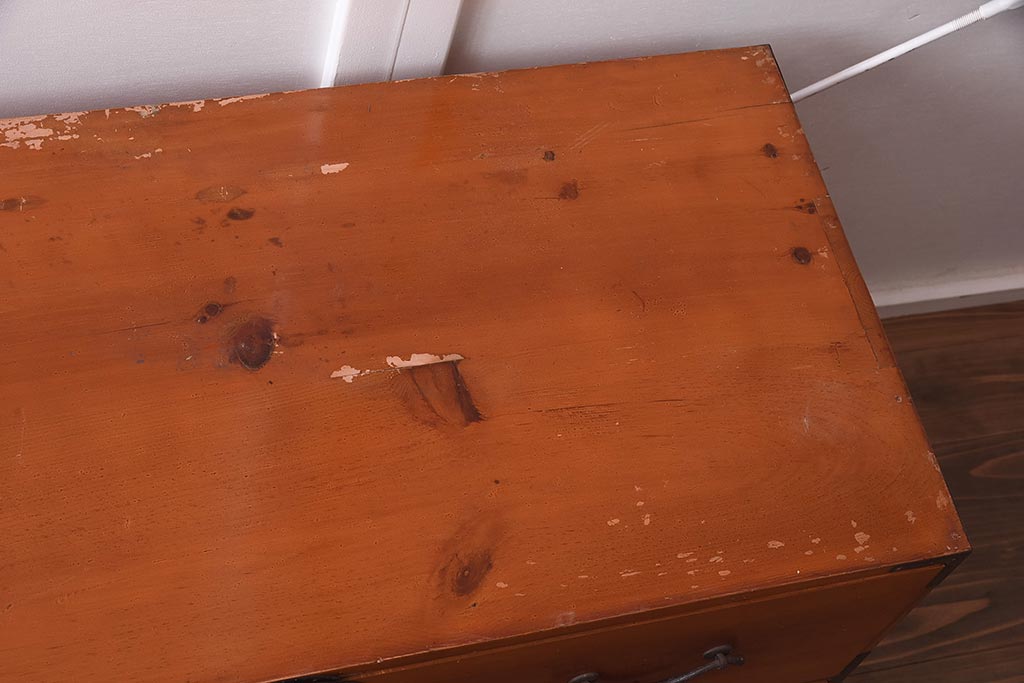 アンティーク家具　明治大正期　ヒノキ材　春慶塗が美しい重ね高山箪笥(重ね箪笥、衣装箪笥、引き出し、チェスト、時代箪笥)(R-042540)