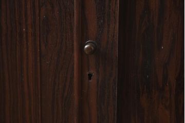 アンティーク家具　昭和初期　縞黒檀　上品な雰囲気の衣装盆付き衣装箪笥(ローボード、和タンス、時代箪笥、テレビ台、テレビボード、着物箪笥)(R-042542)