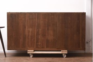 アンティーク家具　昭和初期　縞黒檀　上品な雰囲気の衣装盆付き衣装箪笥(ローボード、和タンス、時代箪笥、テレビ台、テレビボード、着物箪笥)(R-042542)