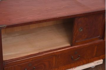 アンティーク家具　昭和初期　独特な杢目が魅力的なローボード(戸棚、収納棚、テレビボード)(R-042546)