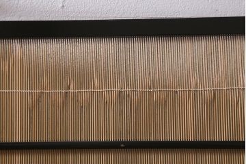 ビンテージ家具　和製ビンテージ　すだれが涼やかな印象の四連折り畳み式パーテーション(衝立、仕切り)(R-042552)