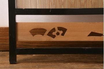 ビンテージ家具　和製ビンテージ　すだれが涼やかな印象の四連折り畳み式パーテーション(衝立、仕切り)(R-042552)