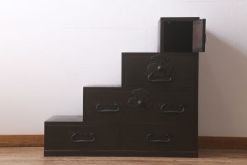 ラフジュ工房オリジナル　古金具リメイク　巾着金具　4段階段箪笥(階段タンス、和たんす)(R-042557)