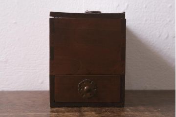 アンティーク雑貨　古民具　明治大正期　趣きある佇まいの印箱(小物収納、小引き出し)(R-042558)