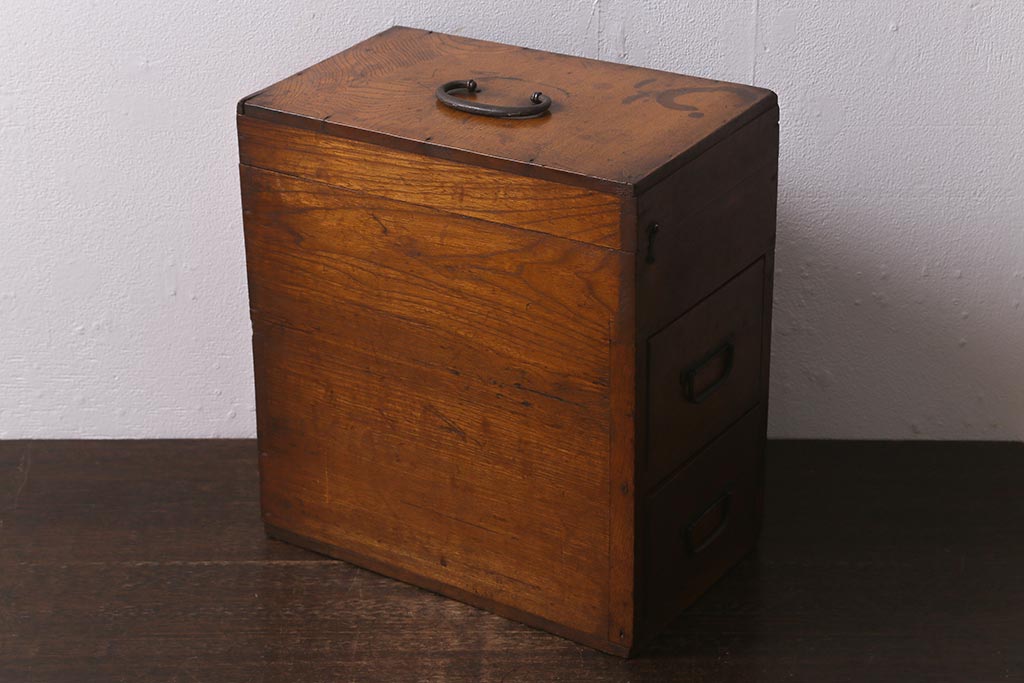アンティーク家具　昭和レトロ　小物収納に便利な栓材製の小引き出し(収納箱)(R-042560)