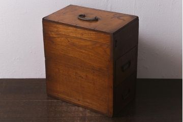 アンティーク家具　昭和レトロ　小物収納に便利な栓材製の小引き出し(収納箱)(R-042560)
