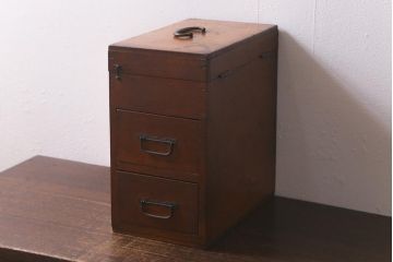 アンティーク家具　昭和レトロ　小物収納に便利な栓材製の小引き出し(収納箱)(R-042560)