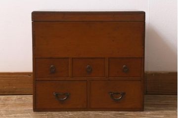 レトロ家具　昭和レトロ　上品な趣きが魅力的な小引き出し(小物収納、裁縫箱)(R-042561)