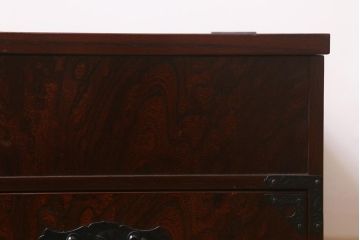 中古　民芸家具　中桐材　鏡付き　小引き出し(鏡台、メイクボックス、小物収納)(R-042562)