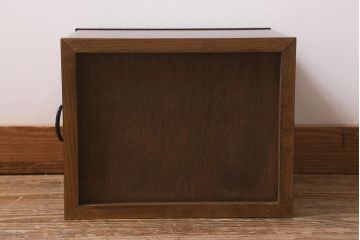 中古　民芸家具　中桐材　鏡付き　小引き出し(鏡台、メイクボックス、小物収納)(R-042562)