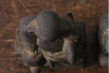 アンティーク雑貨　明治期　古銅　恵比寿・大黒像　置物(ブロンズ、時代物)(R-042564)