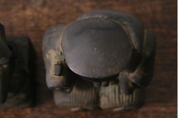 アンティーク雑貨　明治期　古銅　恵比寿・大黒像　置物(ブロンズ、時代物)(R-042564)