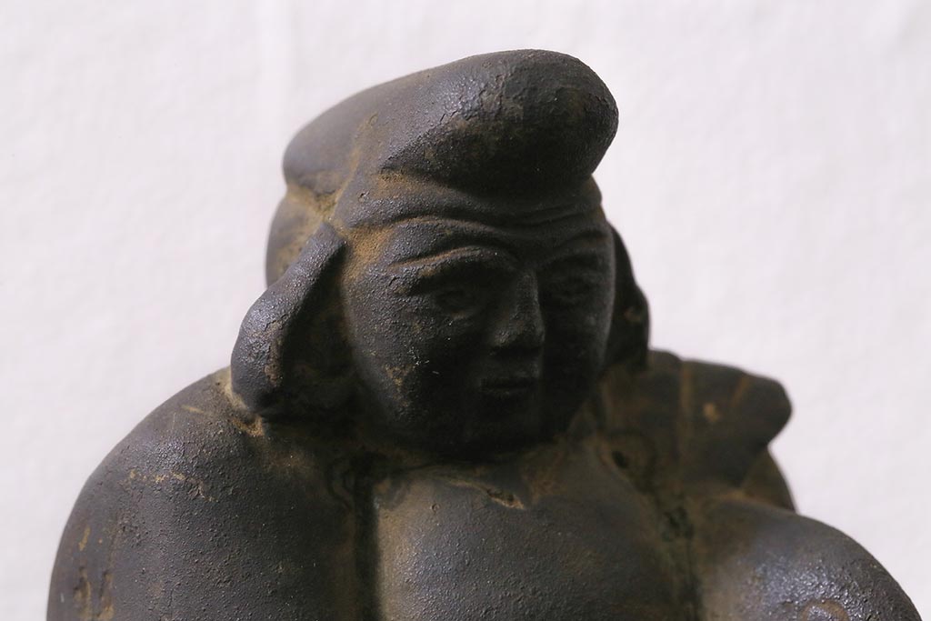 アンティーク雑貨　明治期　古銅　恵比寿・大黒像　置物(ブロンズ、時代物)(R-042564)