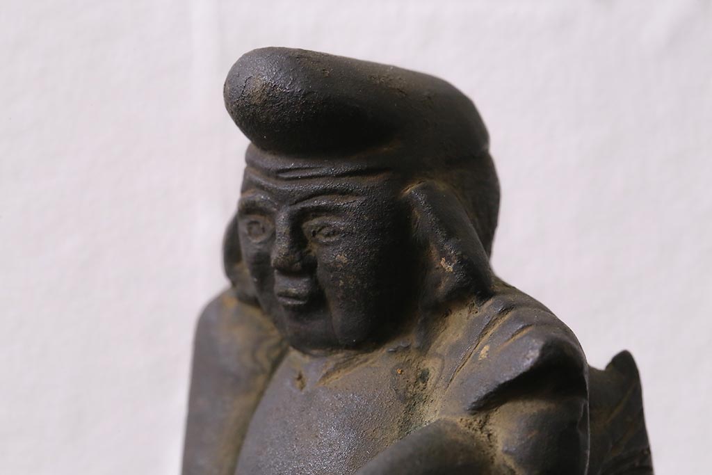 アンティーク雑貨　明治期　古銅　恵比寿・大黒像　置物(ブロンズ、時代物)(R-042564)