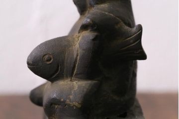 アンティーク雑貨　明治期　古銅　恵比寿・大黒像　置物(ブロンズ、時代物)(R-042564)