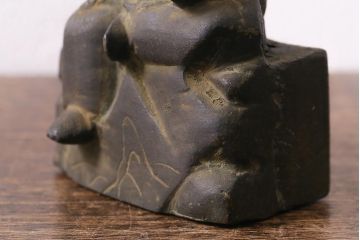 アンティーク雑貨　明治期　古銅　恵比寿・大黒像　置物(ブロンズ、時代物)(R-042564)