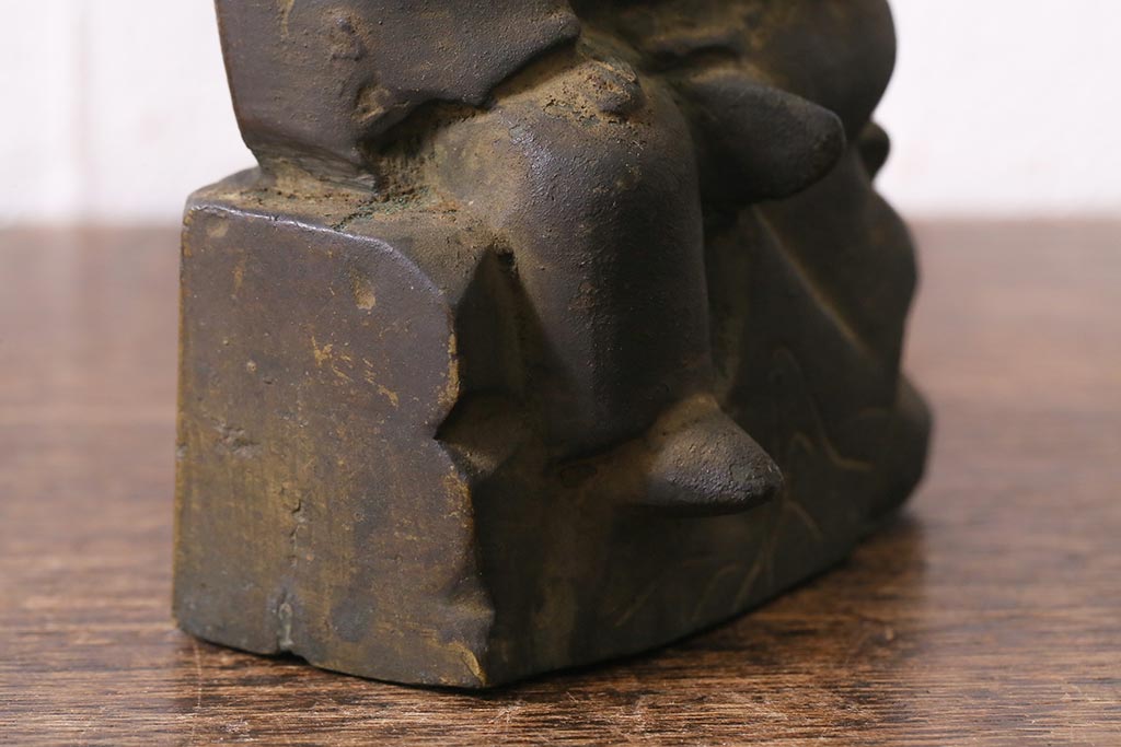 アンティーク雑貨　明治期　古銅　恵比寿・大黒像　置物(ブロンズ、時代物)(R-042564)