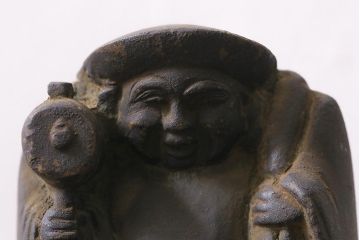 アンティーク雑貨　明治期　古銅　恵比寿・大黒像　置物(ブロンズ、時代物)(R-042564)