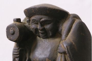 アンティーク雑貨　明治期　古銅　恵比寿・大黒像　置物(ブロンズ、時代物)(R-042564)