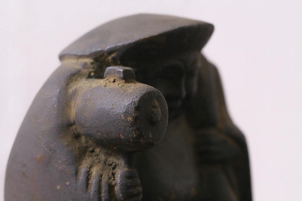 アンティーク雑貨　明治期　古銅　恵比寿・大黒像　置物(ブロンズ、時代物)(R-042564)