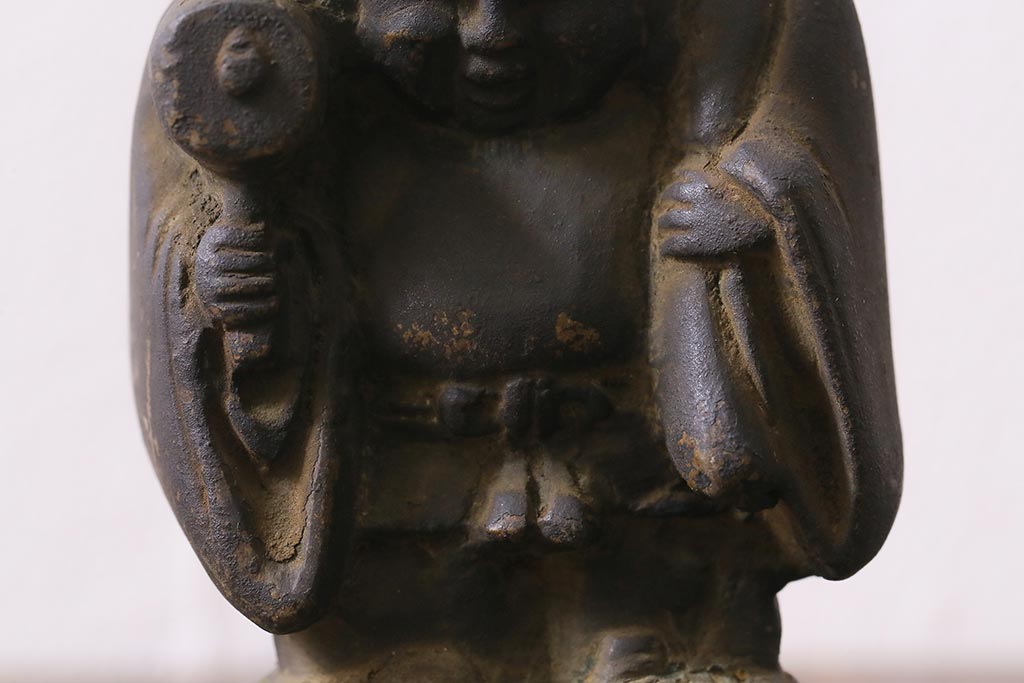 アンティーク雑貨　明治期　古銅　恵比寿・大黒像　置物(ブロンズ、時代物)(R-042564)