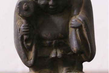 アンティーク雑貨　明治期　古銅　恵比寿・大黒像　置物(ブロンズ、時代物)(R-042564)